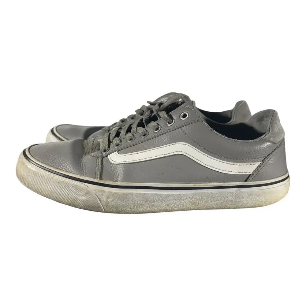 Vans Old Skool Men’s Low Leather Sneakers Mens Size 12 Pewter Gray Skate Shoes